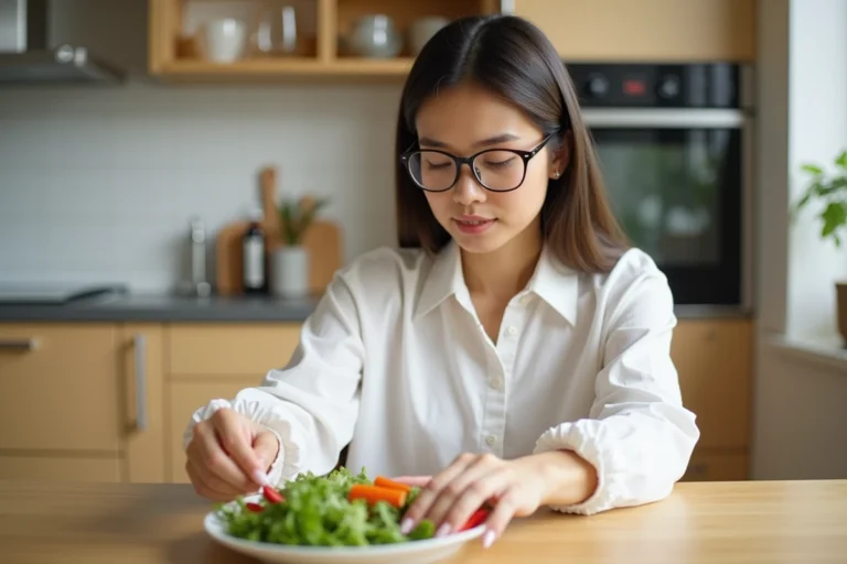 Jeune femme lisant les faits nutritionnels d'un nem