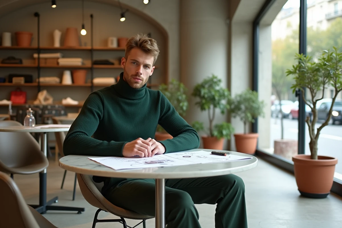 Rédacteur de mode masculin dans un concept store parisien, tendances automne-hiver Paris