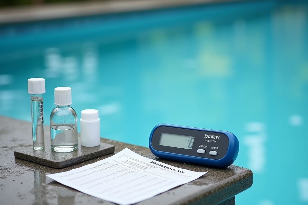 Kit de test et panneau numérique pour mesurer la salinité et contrôler le temps de filtration d'une piscine au sel
